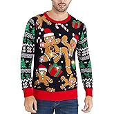 RAISEVERN LED Men Ugly Christmas Sweater Funny Light Up Xmas Party Long Sleeve Knitted Pullover