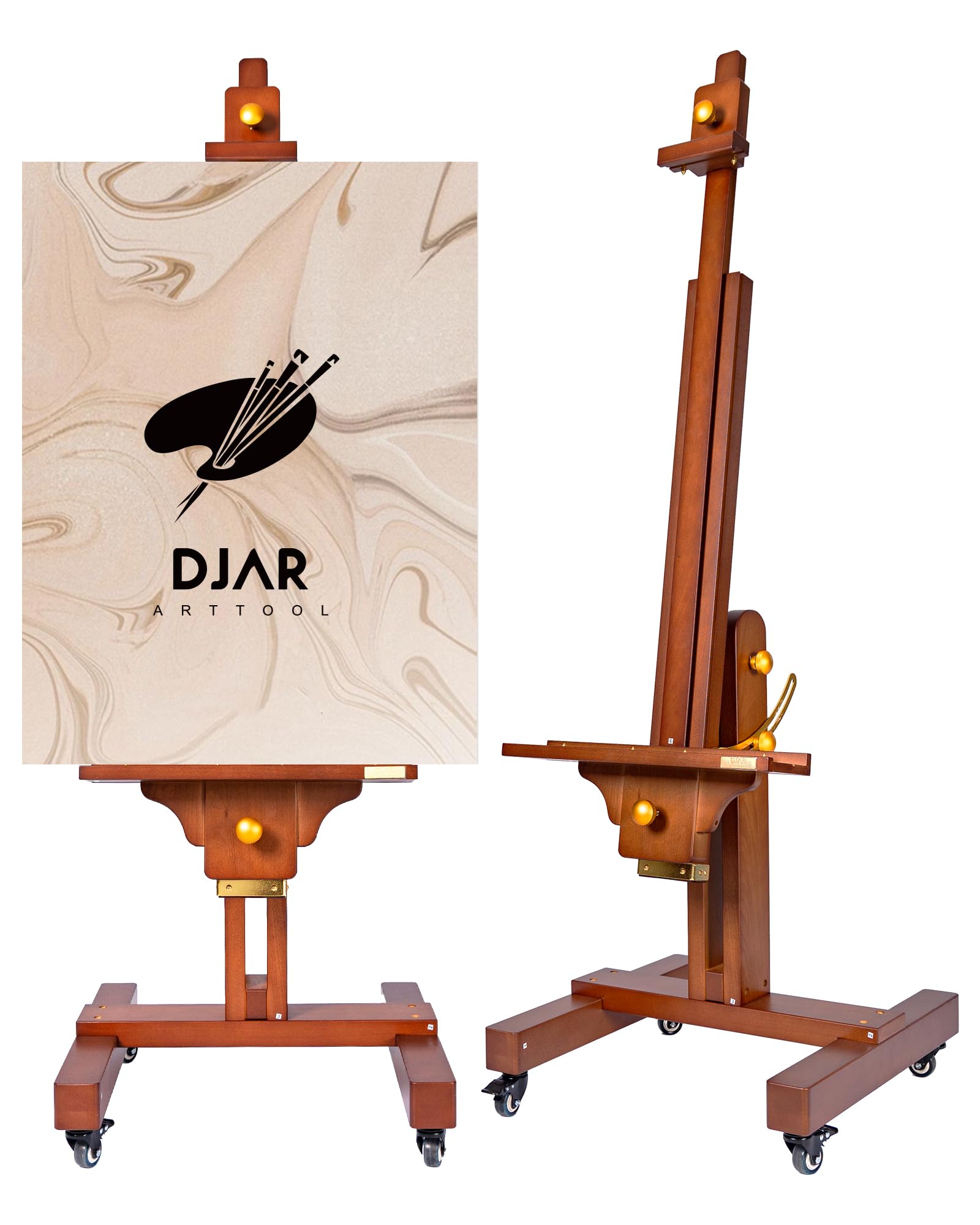 Photo 1 of ** FACTORY SEALED** DJAR Extra-Large Studio Easel, Adjustable Beech Wood Art Easel for Painting, Holds Canvas up to 71", Movable & Tilting Heavy-Duty Painting Stand for Artists, Adults, Walnut