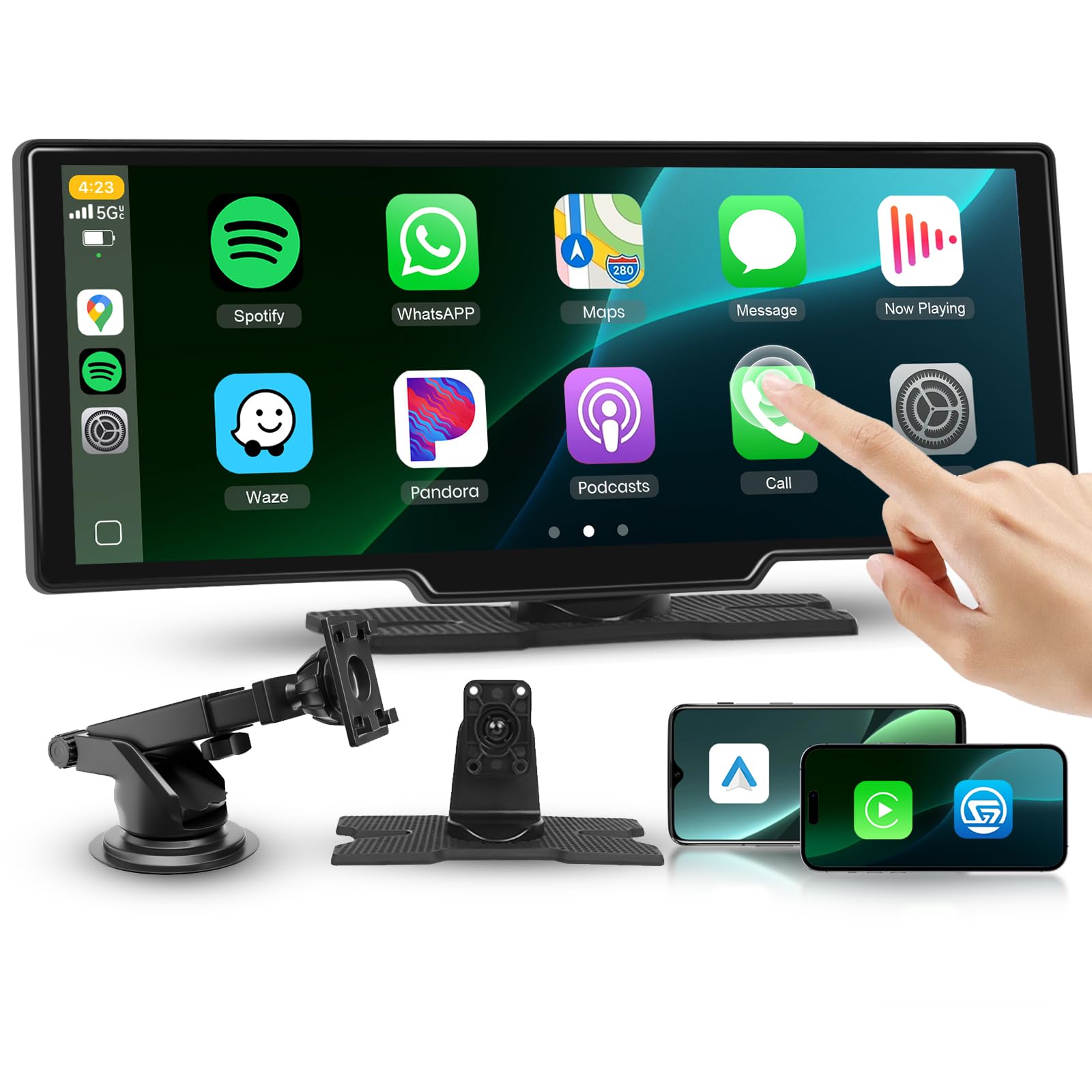 Photo 1 of Carplay Screen for Car, 10.26 inch IPS Touch Screen Portable Wireless Car Stereo with Carplay Android Auto SuperLink OTA Bluetooth GPS Siri Aux, 7-32V for Trucks, SUVs, Cars, RVs