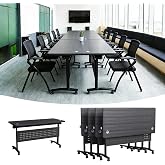 Modular Conference Table,Folding Training Table with Modesty Panel,6ft | Sectional Meeting Tables for 2-60,Schools,Libraries,Technology Companies,Startups,Hotels,Training Center,Flip Top &amp; Wheels
