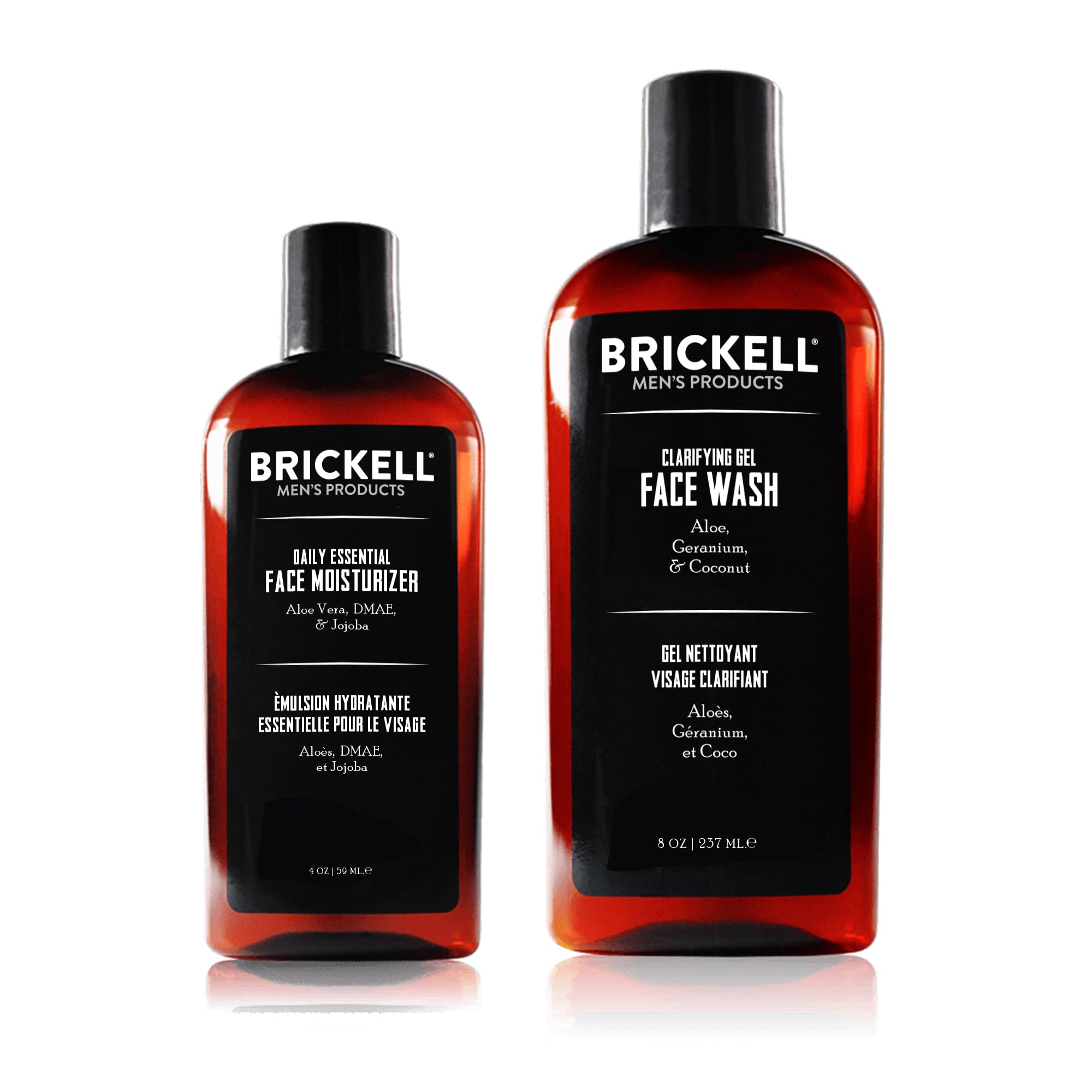 Brickell Men's Daily Essential Face Care Routine I, Gel Facial Cleanser Wash and Face Moisturizer Lotion, Natural and Organic, Unscented