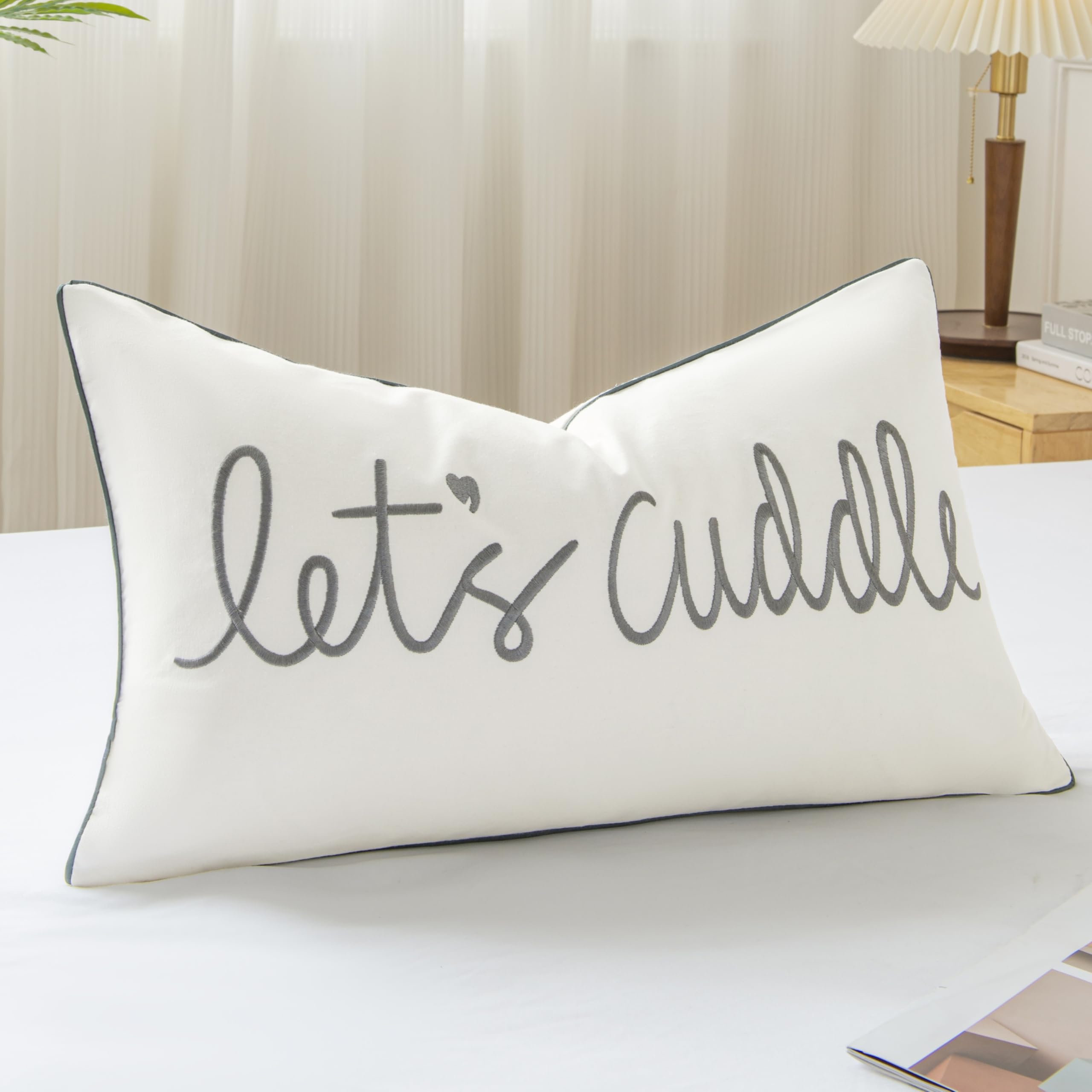 Sanmetex Let's Cuddle Lumbar Pillow Case, Rectabdular Pillow Cover for Bedroom. Livingroom Cushion Cover for Home Decro 1220 Inch (30X50cm) Color Grey.