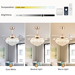YPQXYHDA 36" Modern Fandelier Ceiling Fan with