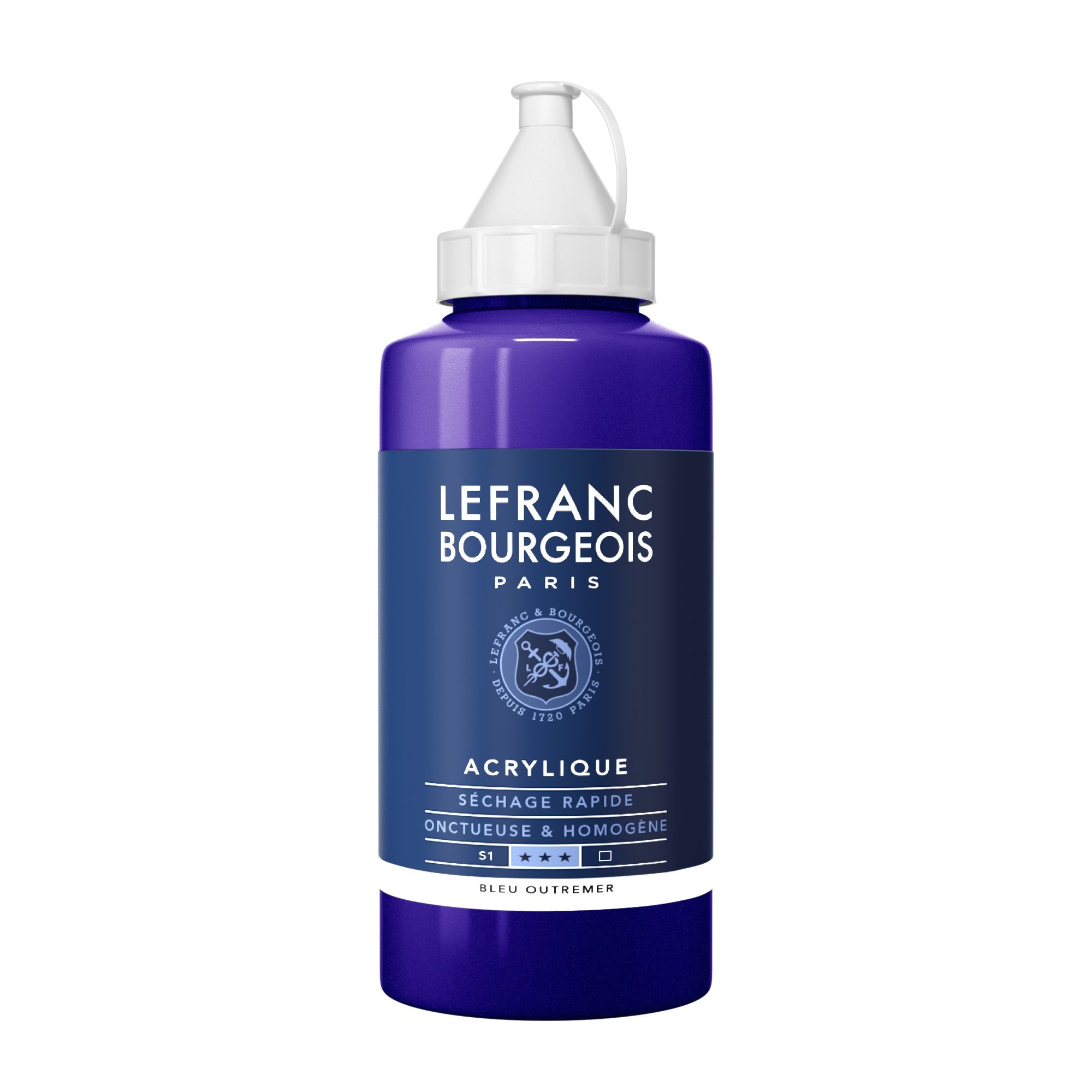 Lefanc & Bourgeois Fine Aycrl Paint 750 ml Flasche, Highly Pigmented, Good Coverage – Ultramarine Blue