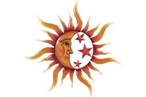 TICKCACY Metal Sun Wall Art Decor, 30.5” Large Sun And Moon Sculpture for Indoor Outdoor, Sun Wall Hanging, Moon And Sun Wall Decor for Living Room Farmhouse Yard Garden Patio