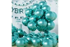 AULE Party Balloons 50 Pcs 12 inch Teal Green Metallic Chrome Helium Shiny Latex Thicken Balloon Perfect Decoration for Wedding Birthday Baby Shower Graduation Christmas Carnival
