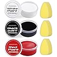 BOBISUKA White Black Red Face Body Paint with 3PCS Sponges Face Painting Kit for Adult Large Capacity Oil Based Paints Palette for Halloween Makeup Clown Joker Devil Cosplay SFX Costume Party