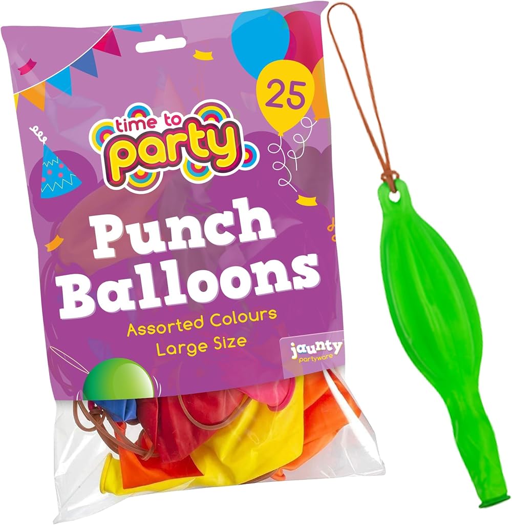 Jaunty Partyware 25 Large Punch Balloons Assorted Colours 12in Easy Inflate