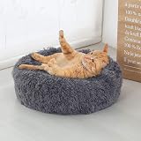 Enjamoy Plush Donut Dog Bed Calming Round 50cm Dark Grey view 5
