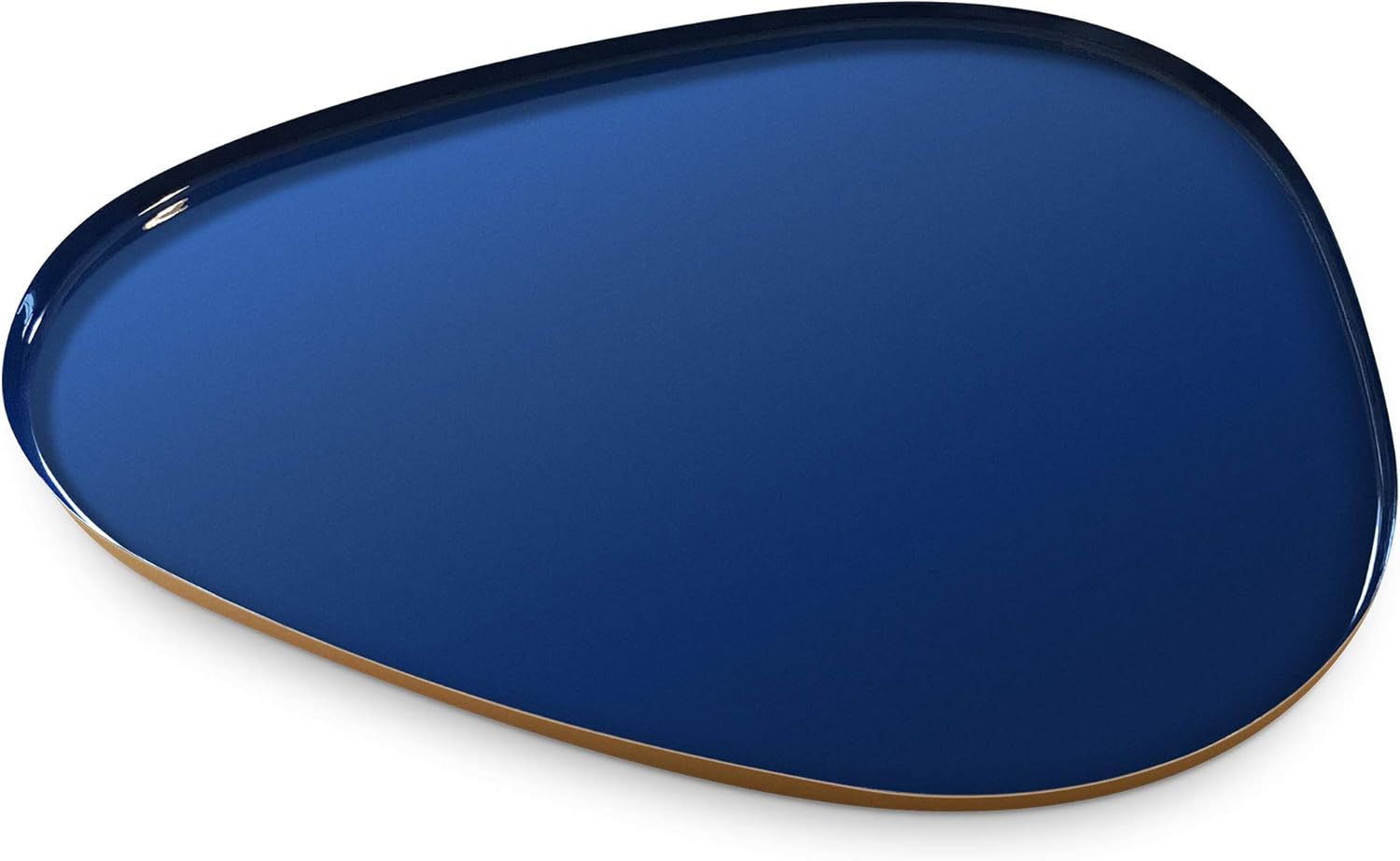 Allegorie Decorative Tray | Stylish Vanity Organizer or Catchall Valet Display | Navy Blue & Gold Metal Serving Tray for Coffee Table, Ottoman, Bar, Liquor or Cocktails 16 x 12.5 inches: Home & Kitchen