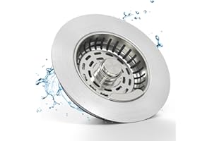 Semour 3 in 1 Kitchen Sink Drain Strainer, 304 Stainless Steel Kitchen Sink Stopper, Pop Up Kitchen Sink Strainer, Fast Drainage Anti-Clogging Sink Plug for US Standard 3-1/2 Inch Drain