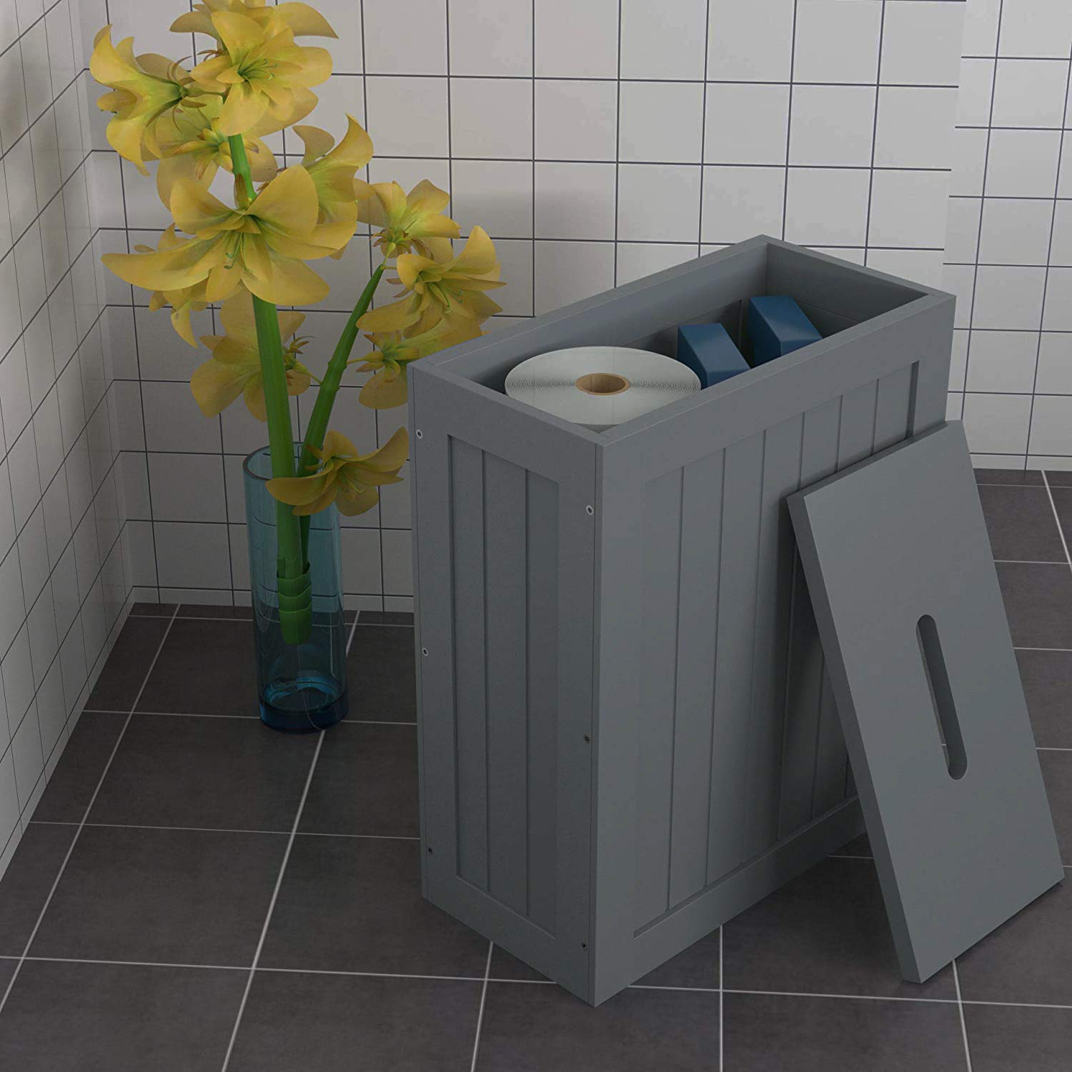 Vencier Shaker Slimline Bathroom Storage Unit,White Wooden Multi