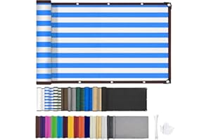ZHhan Balcony Privacy Screen Wind and UV Protection Balcony Screening for Deck, Backyard, Patio, Balcony, Includes Cable Ties 8 Days Delivered 9 Colors 48 Sizes(47.2"x39.4",Blue and White Stripes)