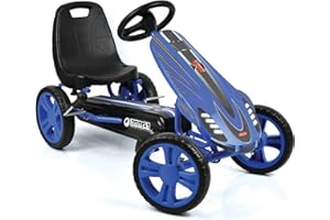 Hauck Speedster Pedal Go Kart with Adjustable Bucket Seat for Kids Ages 4 to 8, Blue