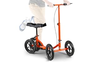 SuperHandy Folding Knee Walker Steerable Rolling Knee Scooter – Height Adjustable Leg Rest & Adjustable Handles, 12” Large Al