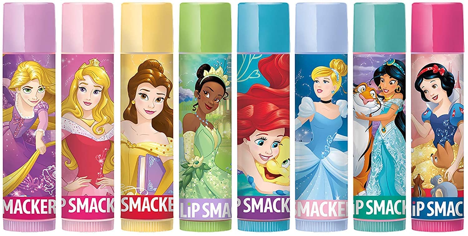 Lip Smacker - Disney Princess Collection - Flavoured Lip Balms for Kids - Lip Balm Gift Set in 8 Different Flavours, Ideal for Parties - Party Pack of 8