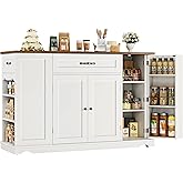 HOSTACK Kitchen Island Cart with Storage, 47'' Kitchen Storage Island on Wheels with 2 Drawers, Rolling Island Table with Adj