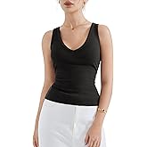 SUUKSESS Women Cotton Ribbed Summer Casual Tops Padded Loose Fit Tank Tops