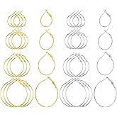 32 PCS Round Hoop Earring Findings, Alloy Round Earring Hoops for Jewelry Making Open RoundEarring Hoops DIY Craft Supplies, Stainless Steel Open Beading Hoop for Jewelry Making, DIY Earrings Crafts