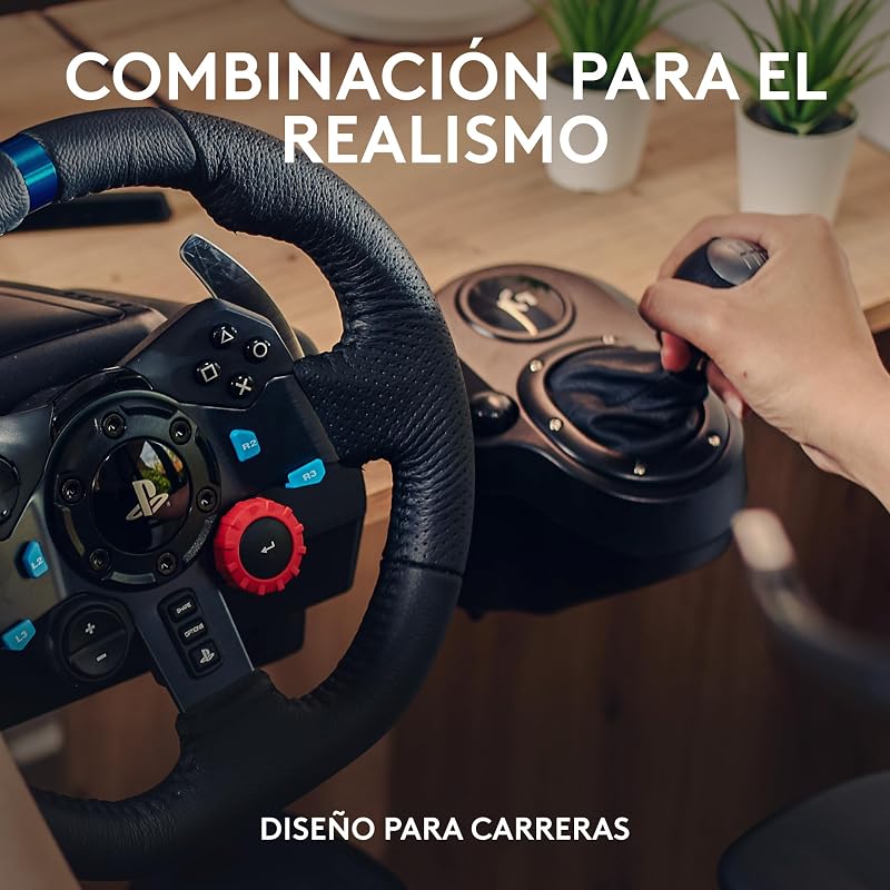 Logitech G G29 SE Driving Force, volante e pedais, Force Feedback, Couro Genuíno + Logitech G Driving Force Gear Lever - Para PS5, PS4 e PC, Mac - Preto