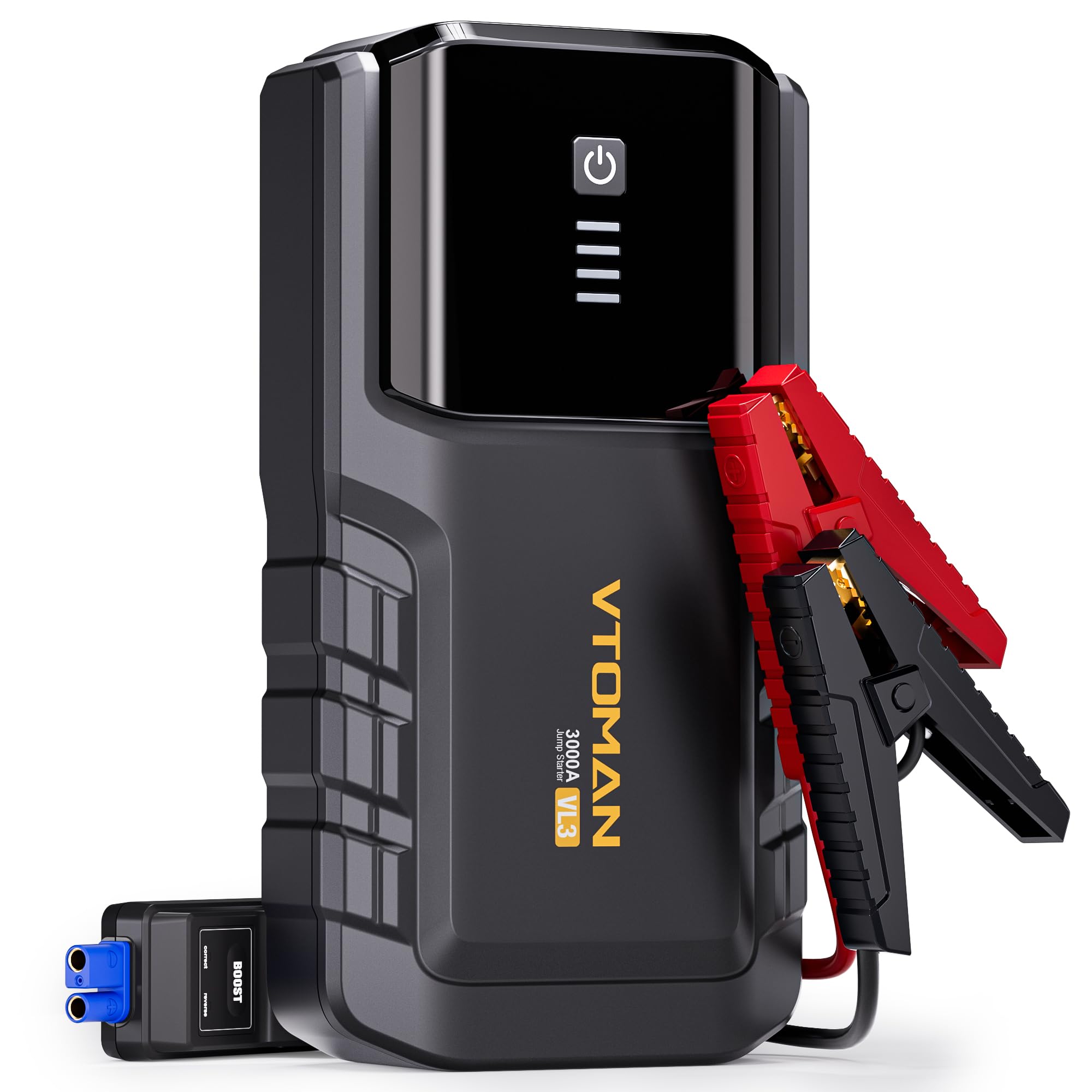 VTOMAN VL3 Jump Starter Upgraded with LiFePO4 Battery, 3000A Portable Car Battery Booster for Up to 7.0L Gas and 5.0L Diesel Engines, 12V Jump Box with LED Flashlight, Jumper Cable, Storage Bag Image