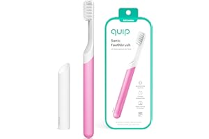 Quip Sonic Toothbrush for Adults - Timed Electric Toothbrush with Cover - Replaceable Brush Head, Soft Bristles, Plastic Handle, 3 Month Battery Life - Travel Toothbrush - Magenta
