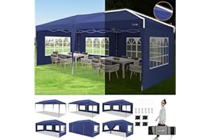 HOTEEL 10x20 Canopy with Sidewalls, Outdoor Pop Up Canopy Tents for Parties, Waterproof Large Easy Up Event Tent with Center Lock for Wedding, Party, Vendor, Navy Blue (Top Reinforced)