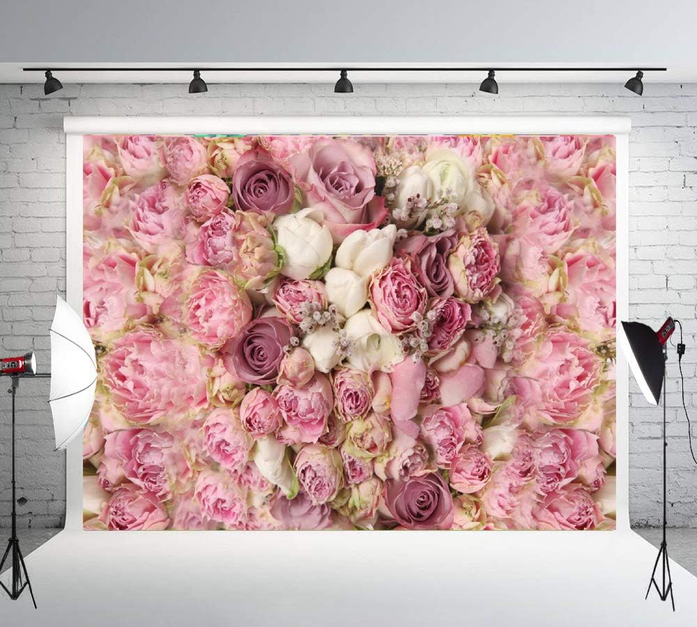 7x5ft Bridal Shower Photography Backdrop Photo Background Rose Floral Wall Newborn Portraits for Pictures Baby Shower D-8059