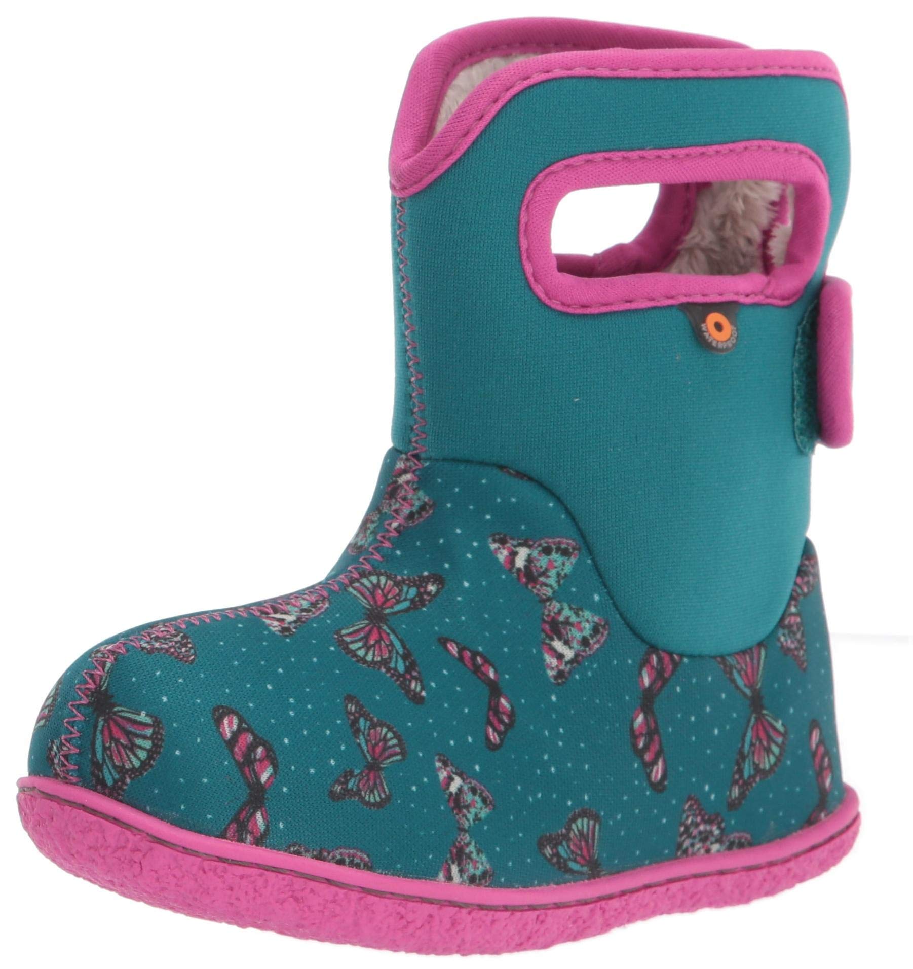 Bogs Kids Baby Bogs Waterproof Snowboot, Butterflies-Teal, Size 10 Image