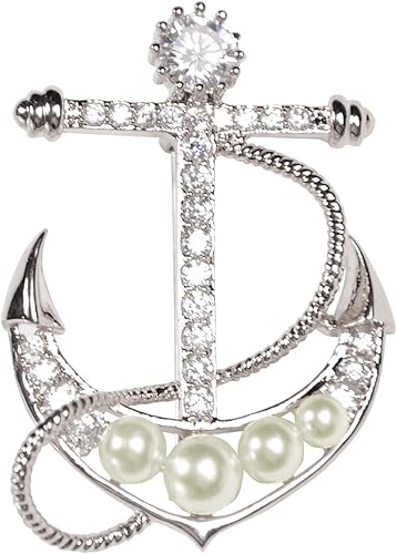 Amazon ブローチ イカリ モチーフ ビジュー マリン 海 アクセサリー シルバー ブローチ 通販