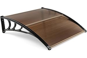 Goplus Awnings for Doors, 40" x 40" Window Awning with Rain Snow Sunlight UV Protection, UPF 50+,Hollow Sheet, Outdoor Overhead Awning Canopy Exterior, Polycarbonate Awnings for Patio, Porch, Deck