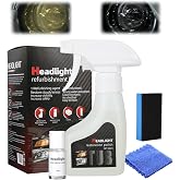 XiuFa Automotive Headlamp Restoration Fluid Kit, Car Headlight Cleaner and Restorer Coating Spray Kit, Without Sanding or Disassembly, Durable Headlight Repair Kit for All Vehicle Types, 180ml (1Set)
