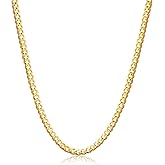 Fiusem Gold Plated Cuban Chain Necklace - Diamond Cut Stainless Steel, Men's & Women's Sizes 16-28 Inch