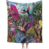 Hummingbird Throw Bedroom Accessories Flannel Blanket, Soft Warm Four Seasons Bed Throw Air Conditioning Blanket Sofa Quilt (60''X50'', Hummingbird)
