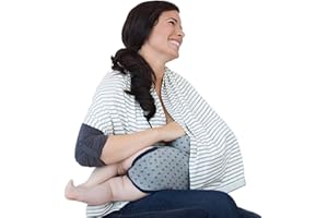 NÜROO Brownmed - NuRoo Nursing Scarf - Nursing Cover for Breastfeeding Moms - Breastfeeding Supplies for Nursing & Baby Essentials - Baby Stuff - Gray Stripe