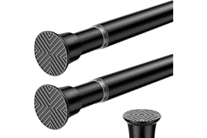 SISELBA 2PCS Black Tension Curtain Rods 23 to 46 Inch, Pressure Expandable Spring Rods Short Curtain Rods, Adjustable Curtain Rods for Windows Bedroom Doorway Closet Door