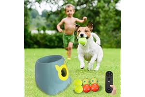BESTHLS Automatic Dog Ball Launcher Interactive Tennis Ball Thrower Machine for Small Medium Dogs Fetching Distance 10-30ft with Remote Contral (Blue)
