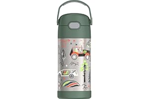 THERMOS FUNTAINER 12 Ounce Stainless Steel Vacuum Insulated Kids Straw Bottle, Off Road Race