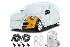 HLOGREE Car Cover for 2002-2024 Mini Cooper/Cooper S/Hardtop/Convertible 2-Door,Full Exterior Car Covers for Automobiles All Weather Waterproof Heavy Duty,Zipper/Cotton Rain UV Proof Custom fit【210T Taffeta】