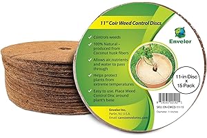 Envelor Coco Coir Tree Ring Mulch Mat Coconut Coir Fiber Tree Weed Barrier Ring Gardening Mulch Rings for Trees Plant Cover Planter Disc Root Protection for Plants Weed Control, 11 Inches, 15 Pack