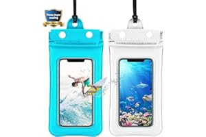 WOLTICS Waterproof Phone Pouch Floating Waterproof Cellphone Cell Phone Case Phone Dry Bag Up to 7" with Lanyard for iPhone 15 14 13 12 11 /Samsung/Samsung Galaxy/Pixel/LG/Sony Xperia(White+Sky Blue)