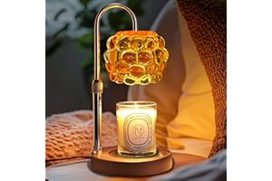 TSJ HOME Candle Warmer Lamp with Timer Adjustable - Height Candle Warmer, Dimmer, Vintage Glass Wax Melting Lamps for Home Decor, for Candles in Jars with 2 Bulbs