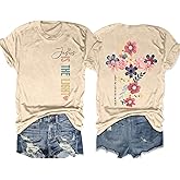 Christian Shirts for Women: Floral Christian Graphic Tees Bible Verse T Shirt Religious Short Sleeve Tops