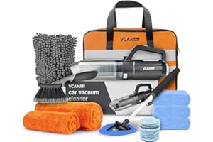 VCANENERGY Car Cleaning kit, Car Interior Detailing kit with 10000pa Car Vacuum Cleaner, Wheel Brush, Windshield Cleaner Tool, Microfiber Towel, Wash Mitt, Interior and Exterior Car Wash kit with Bag