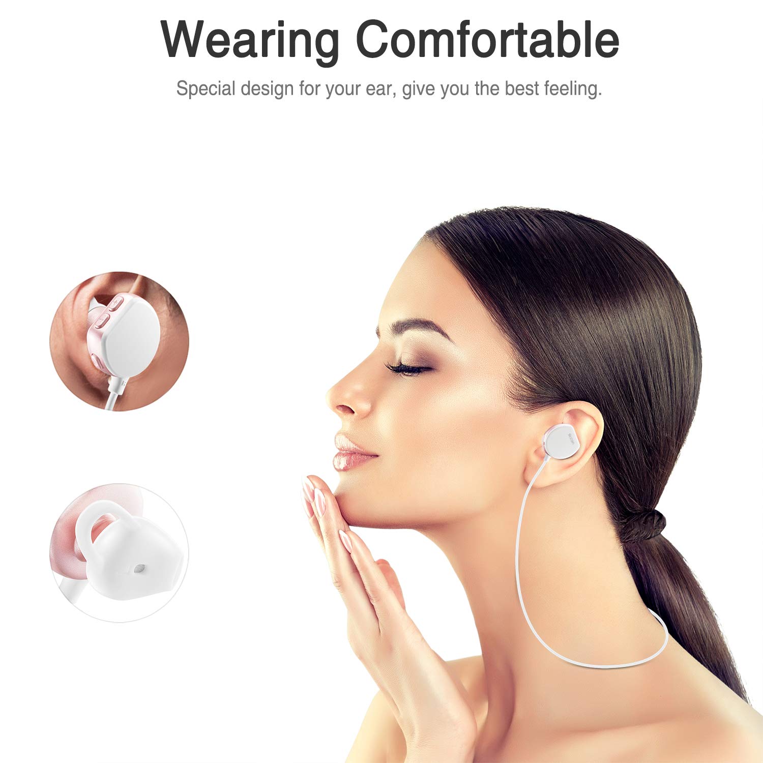 Bluetooth Sports Wireless Headphones, Running Wireless Headphones lightweight Earphones Noise Canceling in Ear Magnetic Earbuds for Running, Cycling, Gym, Travelling and More (Rose Gold)