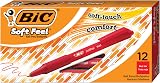 BIC Soft Feel Ballpoint Pens Medium Point 1.0 mm Red Box of 12