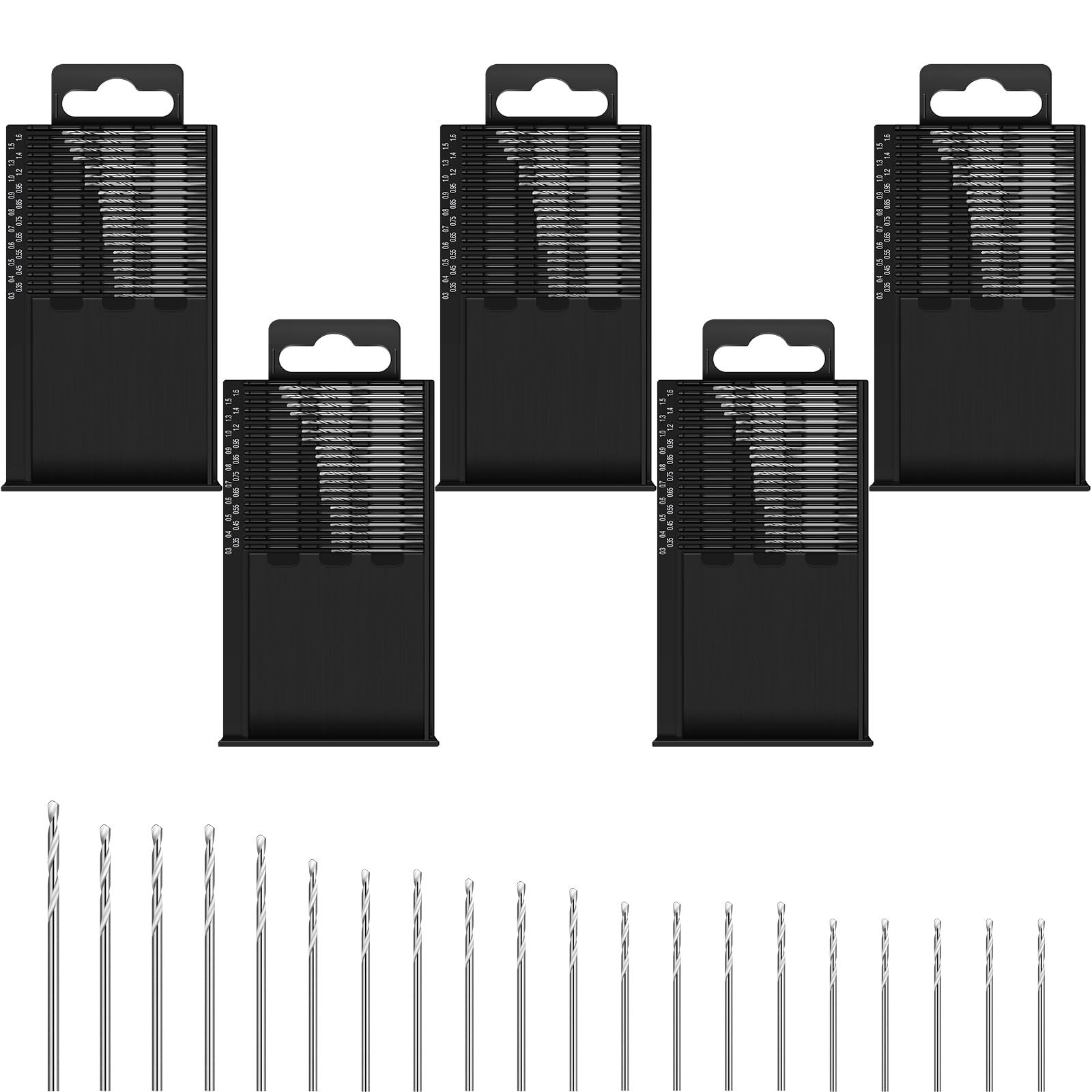 Photo 1 of 100 Pieces 0.3-1.6 mm Micro Mini Drill Bit Set Tiny Drill Bits Small Shank Full-Ground HSS Twist Drill High Speed Steel Boards Tiny Drill Bits for Dill