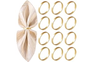 APTWOW Gold Napkin Rings Set of 12- Roundness Metal Gold Napkin Holder, Fall Thanksgiving Christmas Napkin Rings for Table Decorations, Wedding, Banquet, Valentines Easter
