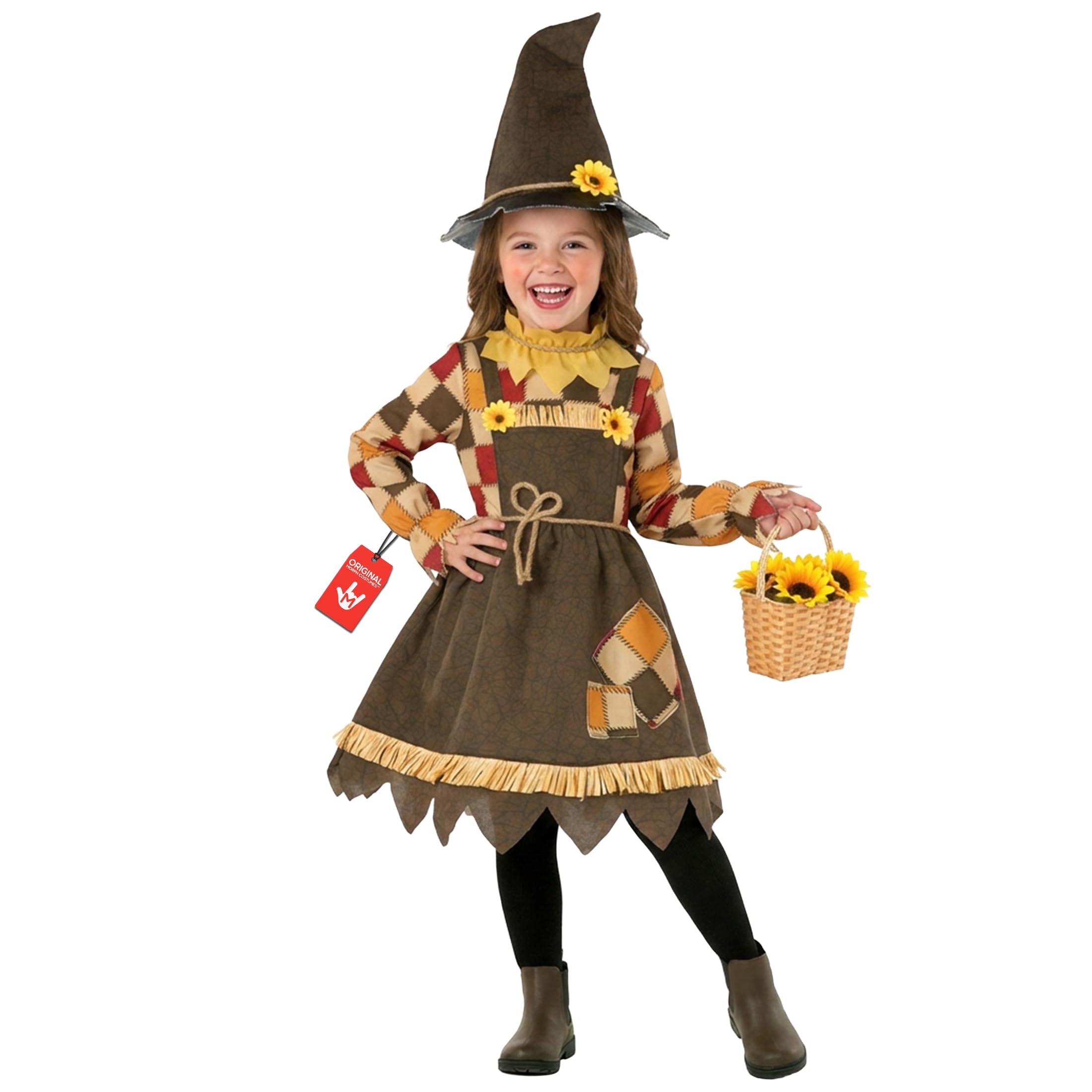 Morph Sunflower Kids Scarecrow Costume - Toddler Girl & Boy Scarecrow Costume with Hat, 1-2 Years