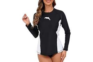 Halcurt Women's Long Sleeve Rash Guard Swim Shirts Quick Dry UPF50+ UV Sun Protection Swimsuit Top